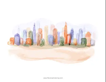 Cityscape Reverse Coloring Page