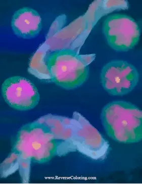 Koi Fish Reverse Coloring Page