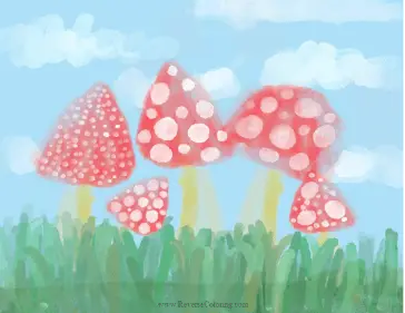 Mushrooms Reverse Coloring Page